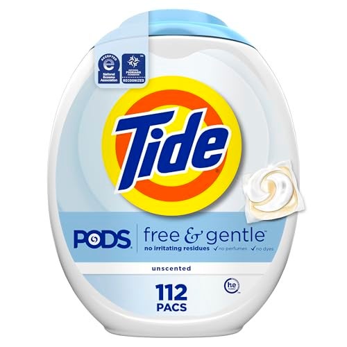 Tide PODS Free & Gentle Laundry Detergent Soap Pacs, 112 Count, Tide PODS Laundry Detergent - Image 1