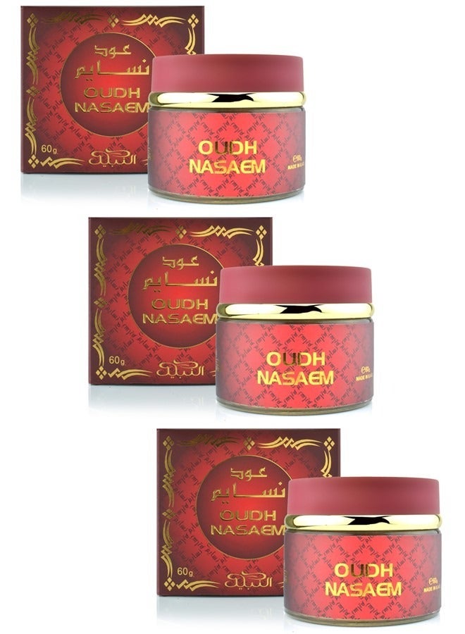 Nabeel 3 Pieces Set Oudh Nasaem Incense 60 GM - Image 1