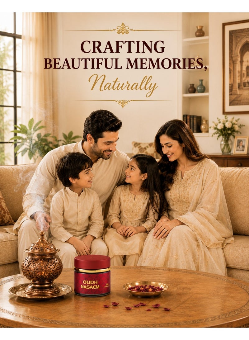 نبيل ٣ قطع من بخور نسيم عود الفاخر، ٦٠ غرام، عطر عود عربي يدوم طويلاً، مناسب للمنزل والمجالس والأجواء الروحانية. - Image 4