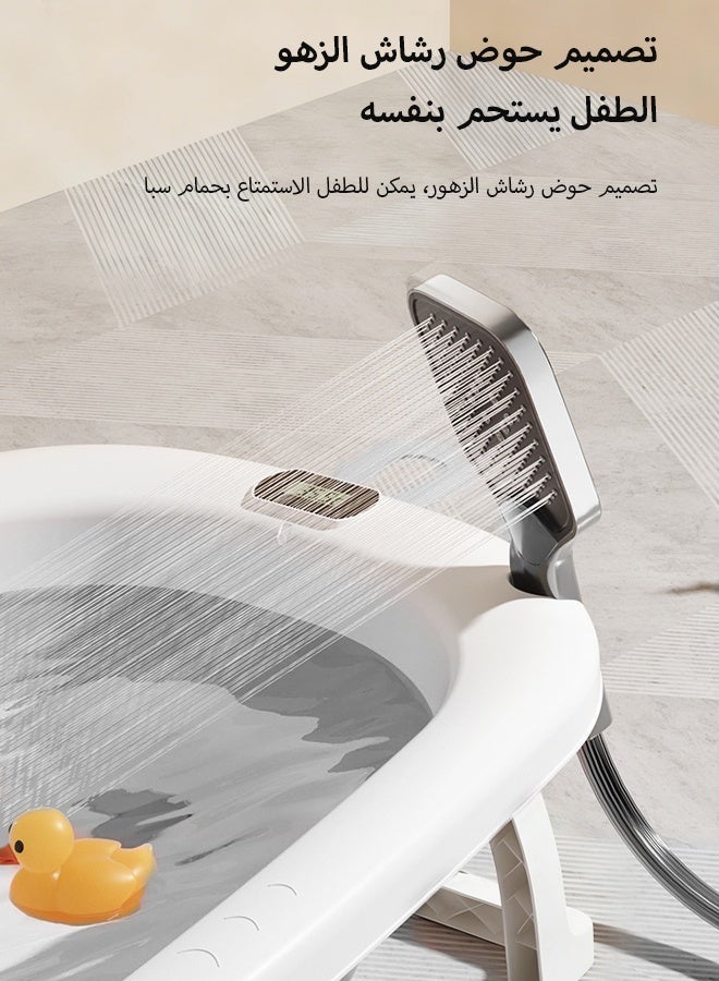 KSYN KO-KO حوض استحمام أطفال قابل للطي بمقعد متكئ، حوض استحمام كبير للرضع والأطفال من حديثي الولادة إلى الصغار، بركة استحمام محمولة توفر المساحة - Image 5