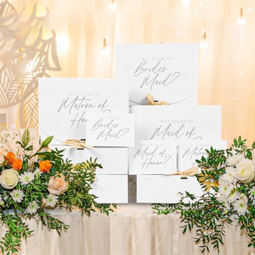 WLUSEAXI 8Pack Bridesmaid Proposal Box with 8Pack Bridesmaid Cards, Matron of Honor Proposal Gift Box, Maid of Honor Box, Will You be My Bridesmaid Box for Bridesmaids Gifts (White) - Image 4