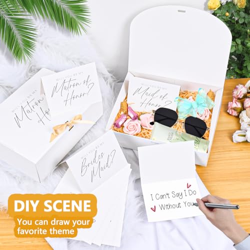 WLUSEAXI 8Pack Bridesmaid Proposal Box with 8Pack Bridesmaid Cards, Matron of Honor Proposal Gift Box, Maid of Honor Box, Will You be My Bridesmaid Box for Bridesmaids Gifts (White) - Image 3