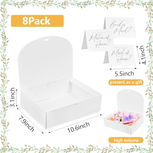 WLUSEAXI 8Pack Bridesmaid Proposal Box with 8Pack Bridesmaid Cards, Matron of Honor Proposal Gift Box, Maid of Honor Box, Will You be My Bridesmaid Box for Bridesmaids Gifts (White) - Image 2
