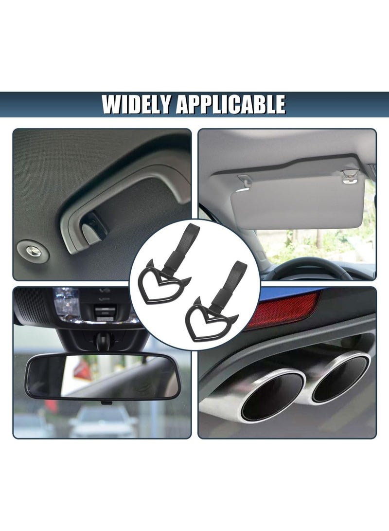 2PCS Devil Heart Handle Ring, Rear Bumper Warning Grab Handles Ring for Cars, Car Handle Strap Drift Charm, Auto Interior Exterior Decoration, Suitable for Car Bus Subway (Black) - Image 5