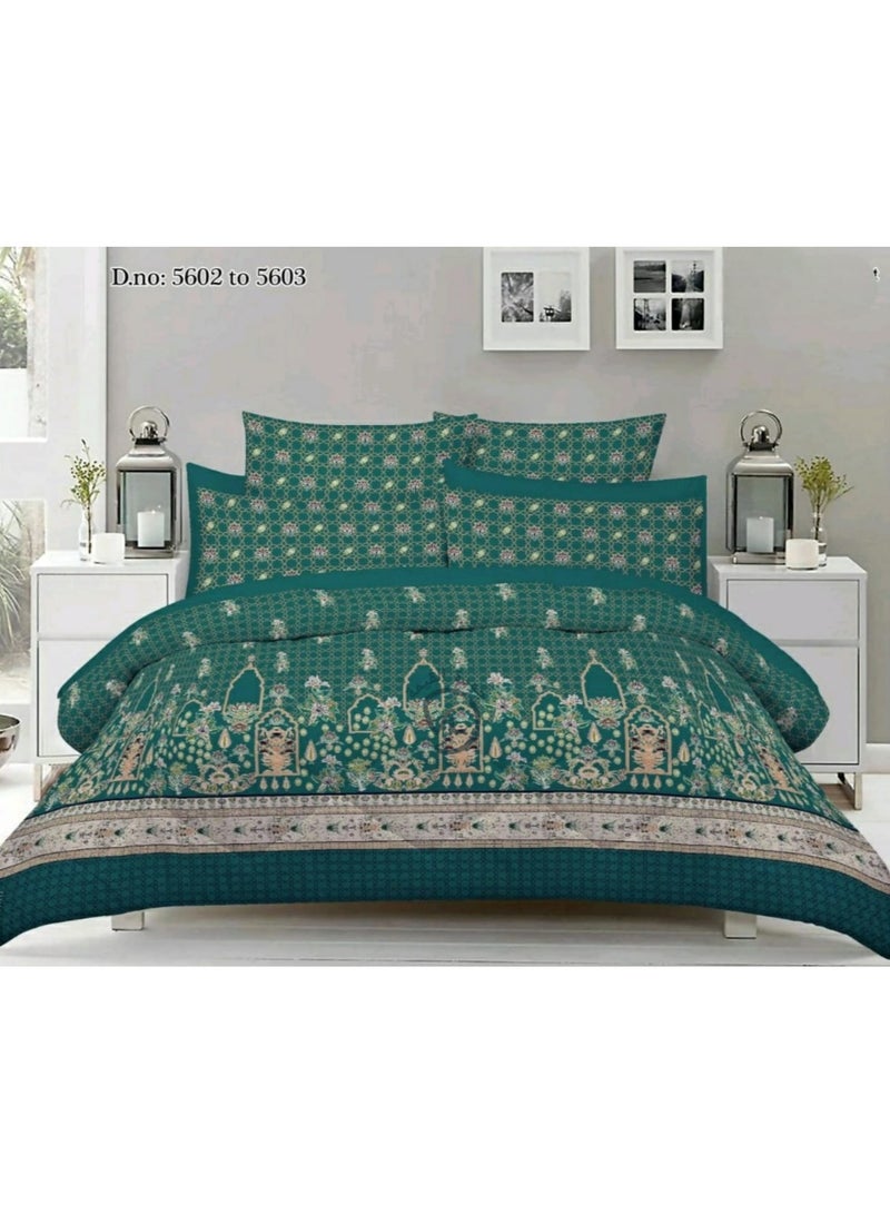 طقم ملاءات سرير مزدوج مقاس كينغ - ملاءات سرير قطنية مطبوعة مع غطاء وسادة