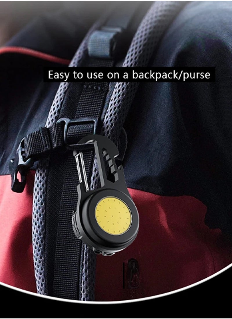 Multipurpose Camping Light For Trips Hiking BBQ Adventures and Other Outdoor Activities - COB LED Flashlight With 7 Light Modes, Screwdriver Set, Bottle Opener, Hammer, Carabiner and Folding Tripod