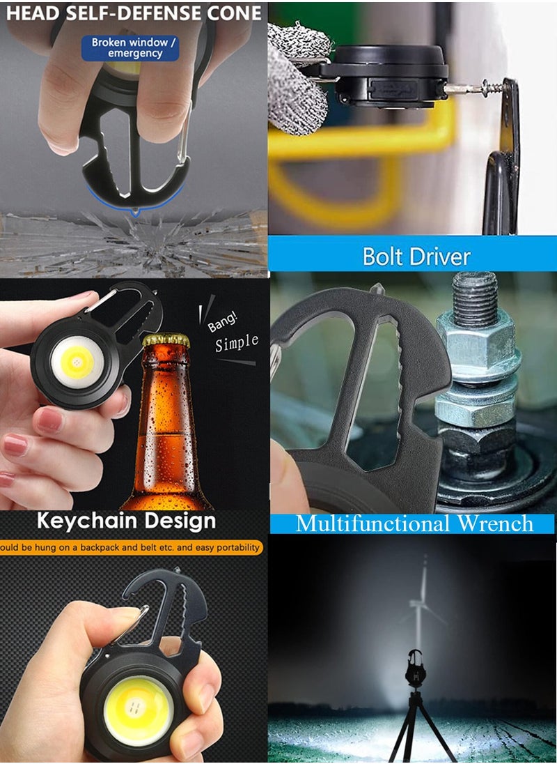 Multipurpose Camping Light For Trips Hiking BBQ Adventures and Other Outdoor Activities - COB LED Flashlight With 7 Light Modes, Screwdriver Set, Bottle Opener, Hammer, Carabiner and Folding Tripod