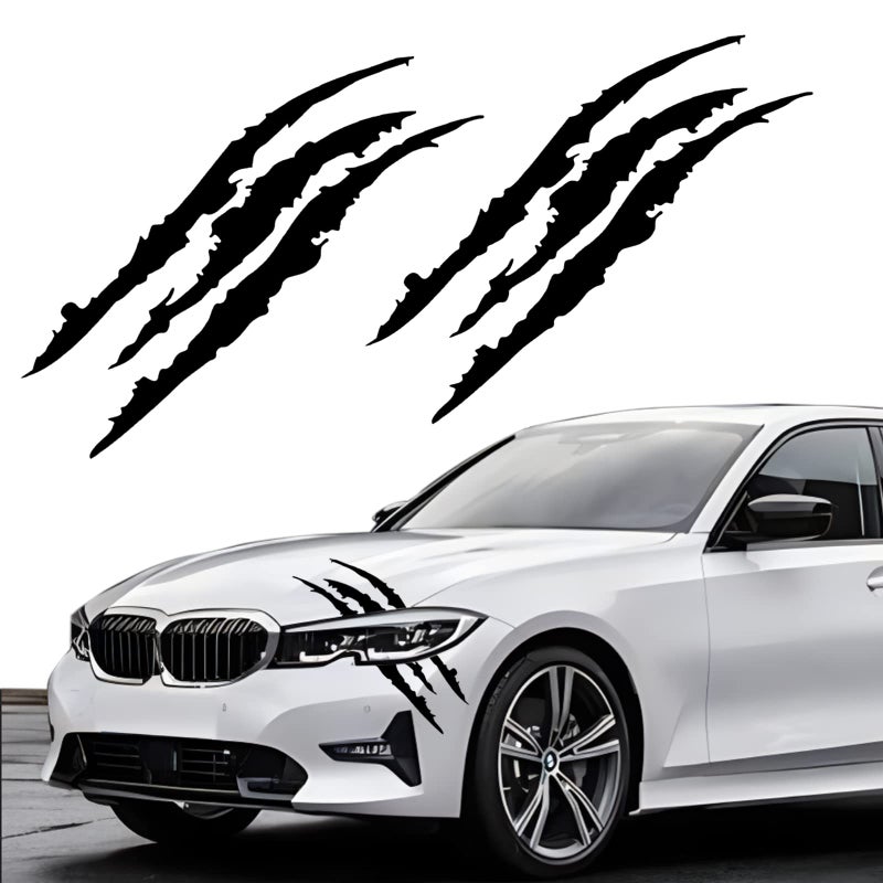 TEMI 2PCS Claw Mark Decals for Cars,Headlight Car Sticker,Stripes Scratch Decal Vinyl for Sports Cars SUV Pickup Truck Window Motorcycles ect (Black) - Image 1