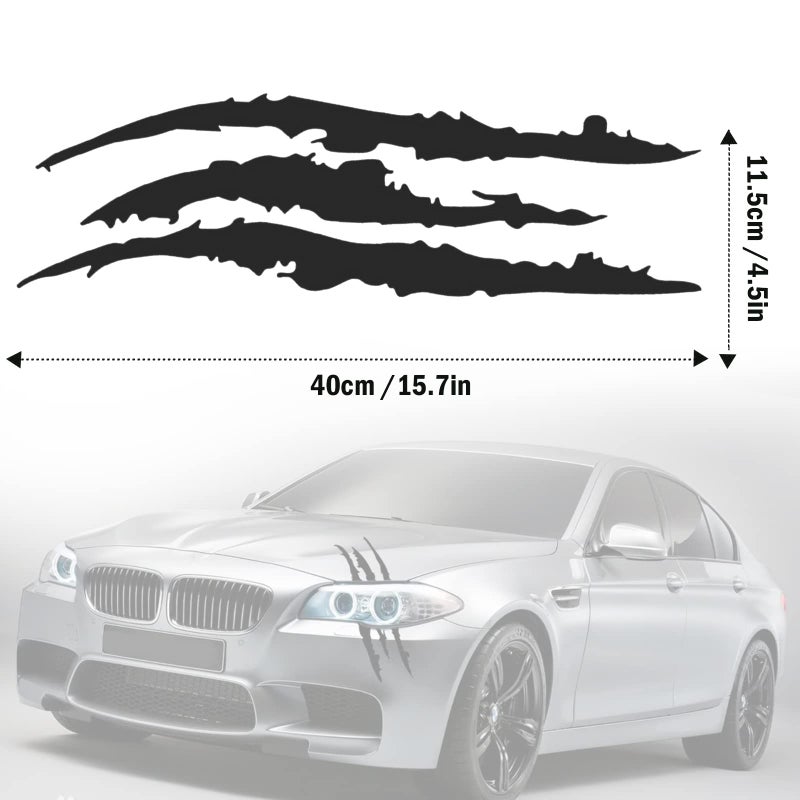TEMI 2PCS Claw Mark Decals for Cars,Headlight Car Sticker,Stripes Scratch Decal Vinyl for Sports Cars SUV Pickup Truck Window Motorcycles ect (Black) - Image 2