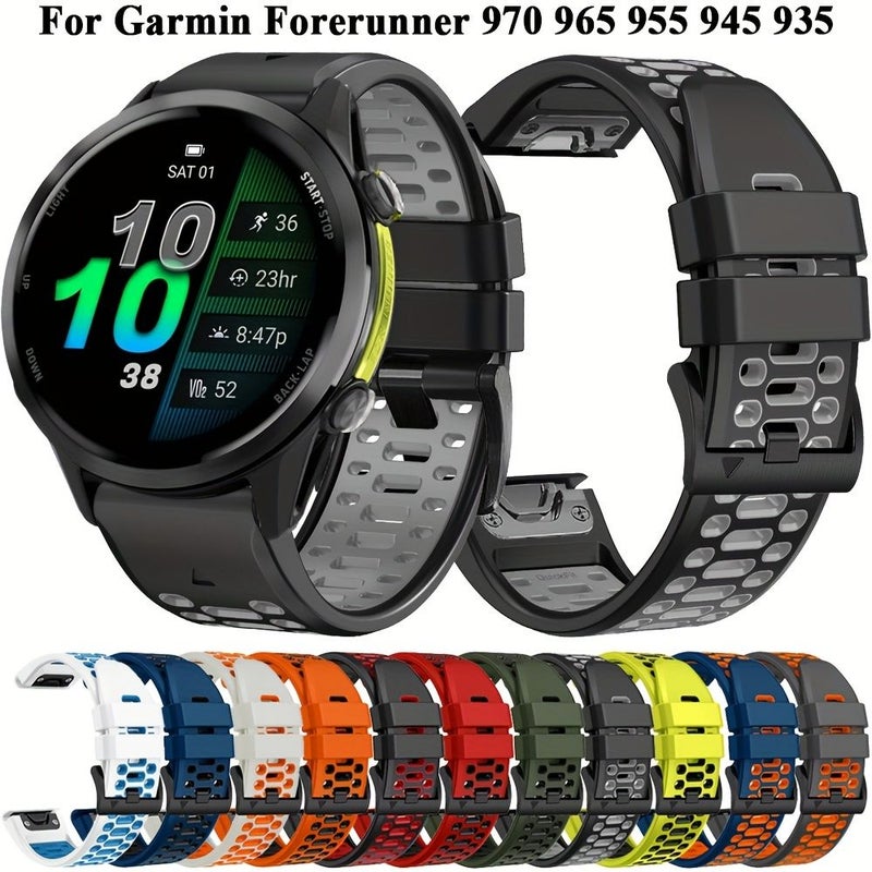 Midnight Blue Orange Quickfit 26mm Silicone Replacement Watch Band For Fenix 8 7X 7 6X 6 Pro - Image 3