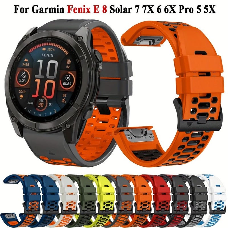 Midnight Blue Orange Quickfit 26mm Silicone Replacement Watch Band For Fenix 8 7X 7 6X 6 Pro - Image 5