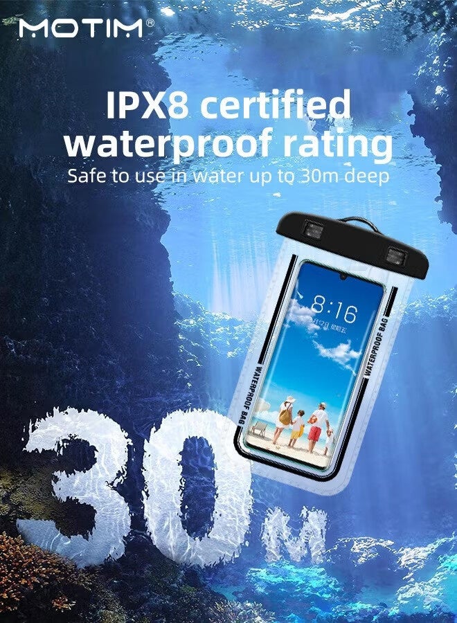Motim 2 Pack IPX8 Certified 30M Waterproof Phone Case,  Touchscreen Functionality, Cell Phone Case, Cellphone Dry Pouch/Bag for all Smart Cellphones upto 7” Fit for all Smart Phones up to 7.2'' - Image 3