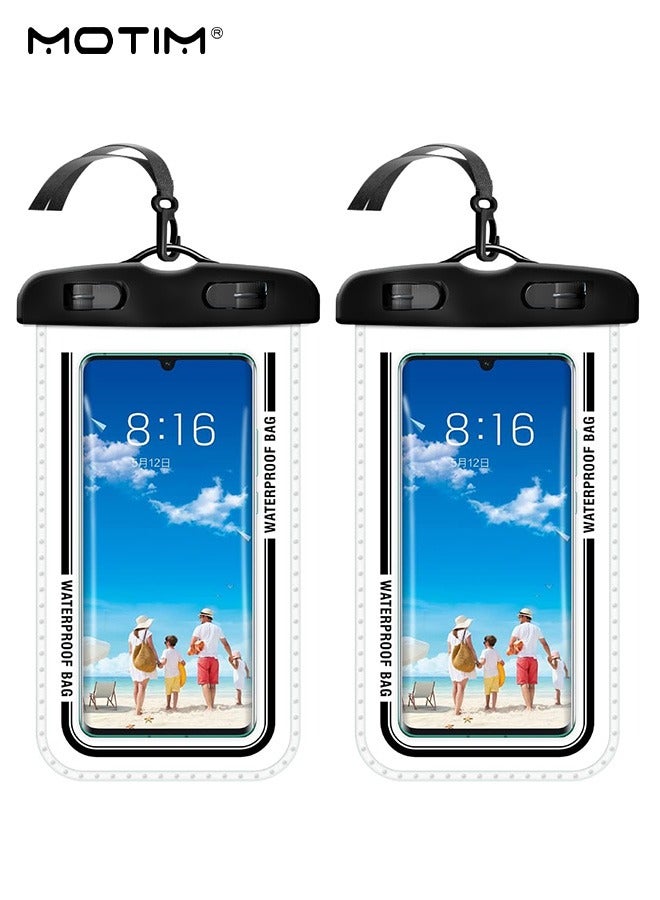 2 Pack IPX8 Certified 30M Waterproof Phone Case, Touchscreen Functionality, Cell Phone Case, Cellphone Dry Pouch/Bag for all Smart Cellphones upto 7” Fit for all Smart Phones up to 7.2''