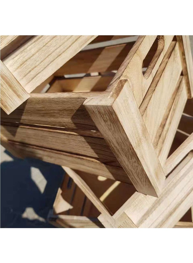 FFD Four in One New Solid Wood Storage Box Extra Large Wooden Crate Hollow Thick Wrap Angle Fruit Decorative Box Beige - Image 3