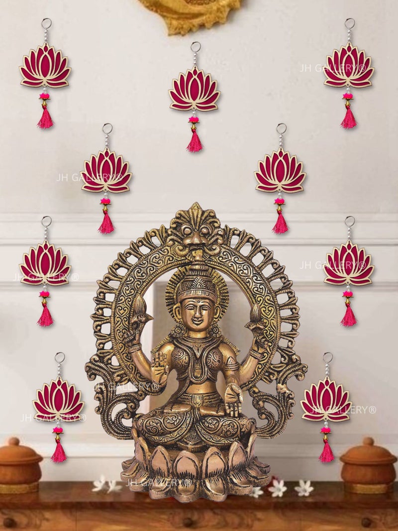 JH Gallery Decorative Lotus Hanging for Home Decor, Diwali Decoration, Pooja Room Decor, Mandir Wall Decor, Home Decoration Items for Living Room, Festival Ganpati Decor - Pink, Pack of 6 - Image 4