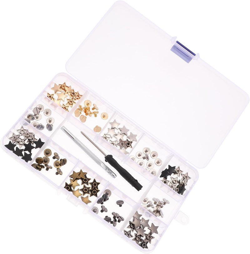 Artibetter 11mm Star Shape Leather Rivet Studs for Leather Repair DIY Luggage Rivet Accessories 6 Colors 60 Sets with 2 Tools for Crafting Bags and Clothing - Image 1