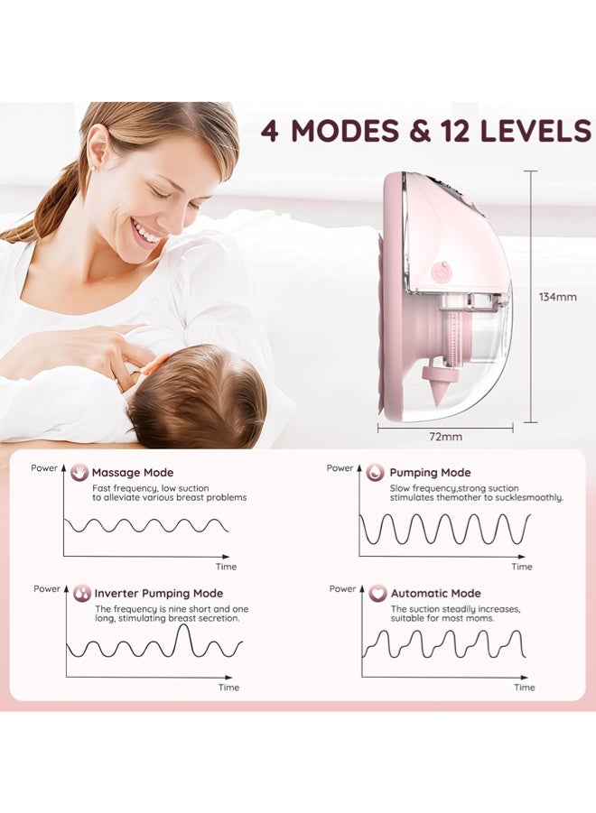 خذها مضخة ثدي بدون استخدام اليدين مع 4 أوضاع و12 مستوى، مضخة ثدي محمولة يمكن ارتداؤها، عمر بطارية طويل 1200 مللي أمبير في الساعة، مضخة ثدي كهربائية - Image 2