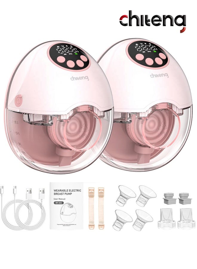 Wearable Breast Pump with 4 Modes & 12 Levels, Hands Free Breastfeeding Pump of Baby Heated Dustproof Base, Automatic Voice Prompts, Portable Electric Breast Pump with 1200mAh Long Battery Life, Memory Function