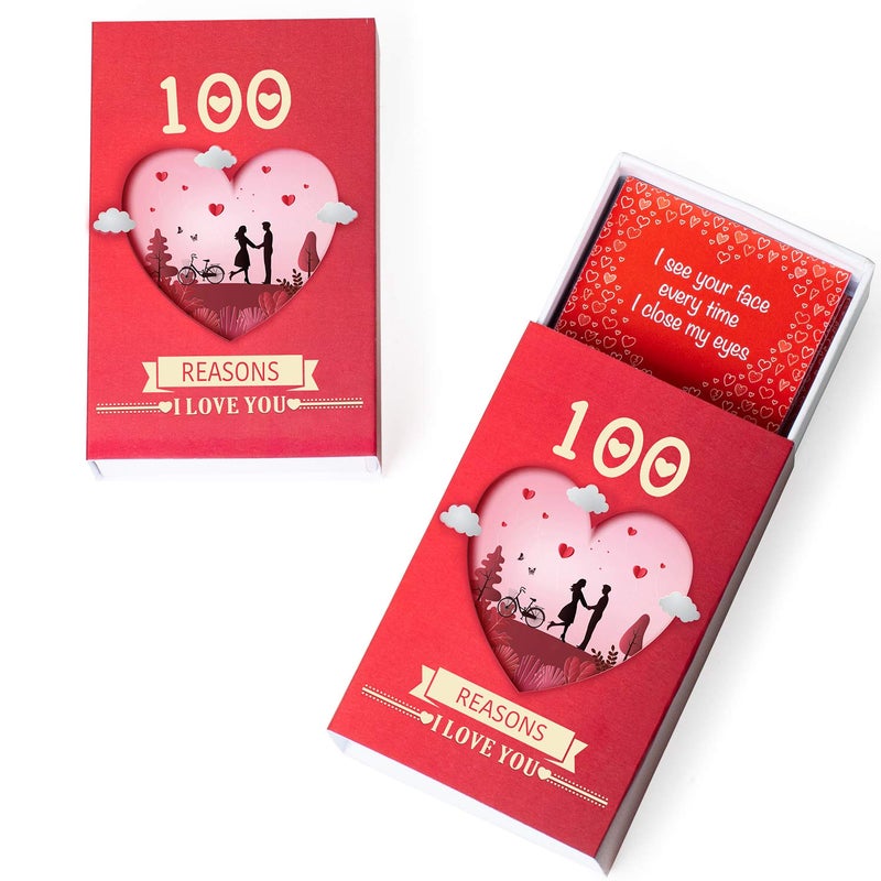 Kaameri Bazaar 100 سبب لماذا أحبك بطاقات، صندوق حب، صندوق اعتراف، هدية عيد الحب، هدية لصديقة، صديق، زوج هدية رومانسية، عبوة من 1 - Image 2