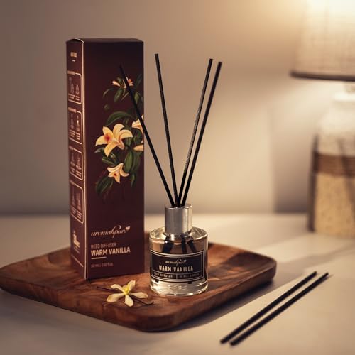 Aromahpure Premium Reed Diffuser Set 60 ML with 4 Fiber Reed Sticks | Vanilla Long Lasting Upto 35 Days | Room Freshener for Bedroom, Washroom, Office | Toxin Free, Aromatherapy, Stress Relief - Image 2