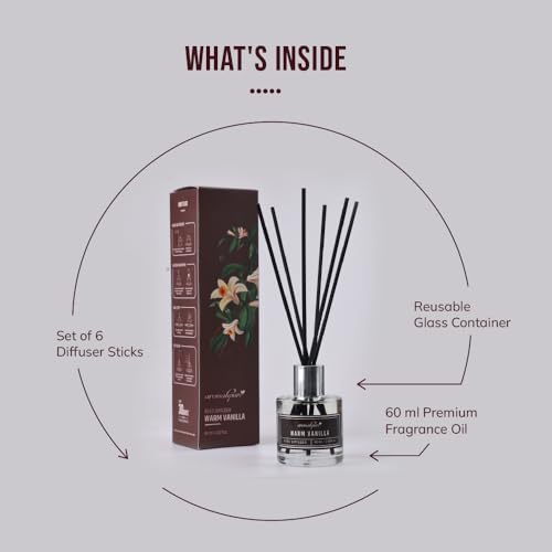 Aromahpure Premium Reed Diffuser Set 60 ML with 4 Fiber Reed Sticks | Vanilla Long Lasting Upto 35 Days | Room Freshener for Bedroom, Washroom, Office | Toxin Free, Aromatherapy, Stress Relief - Image 4