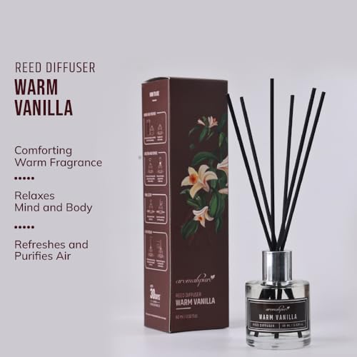 Aromahpure Premium Reed Diffuser Set 60 ML with 4 Fiber Reed Sticks | Vanilla Long Lasting Upto 35 Days | Room Freshener for Bedroom, Washroom, Office | Toxin Free, Aromatherapy, Stress Relief - Image 3