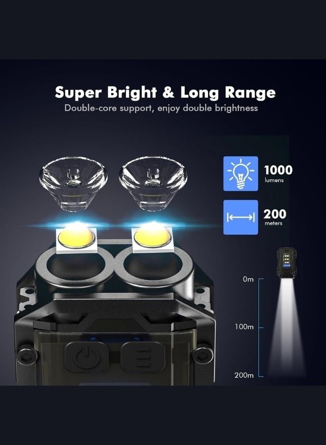 ZAFRA Mini Keychain EDC Flashlight Rechargeable, 1000 High Lumens Super Bright Flash Lights Small Portable Tactical Pocket Torch With Magnet & Clip, 8 Modes,USB C Ipx65 Waterproof - Image 2