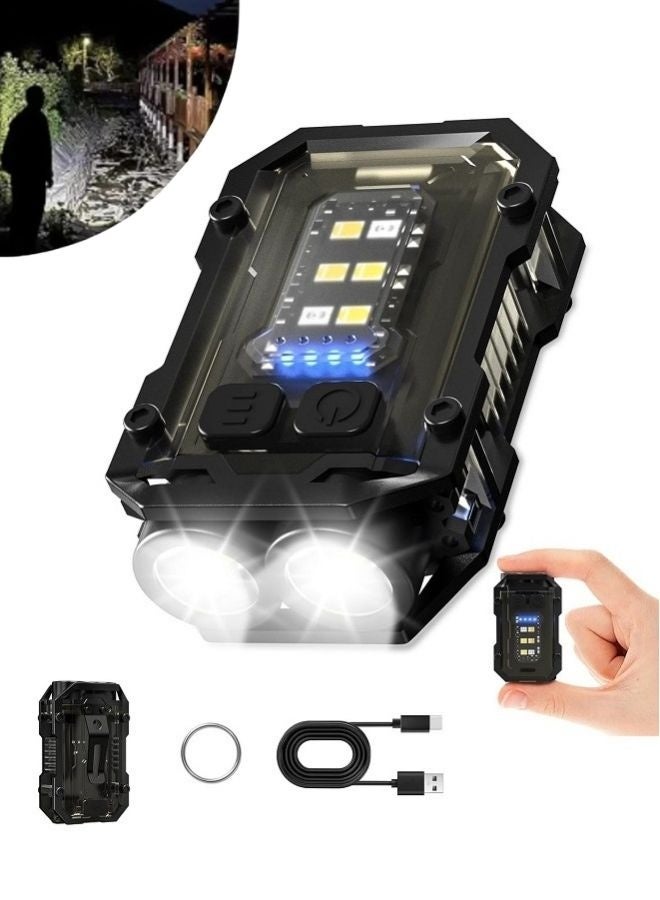 ZAFRA Mini Keychain EDC Flashlight Rechargeable, 1000 High Lumens Super Bright Flash Lights Small Portable Tactical Pocket Torch With Magnet & Clip, 8 Modes,USB C Ipx65 Waterproof - Image 1
