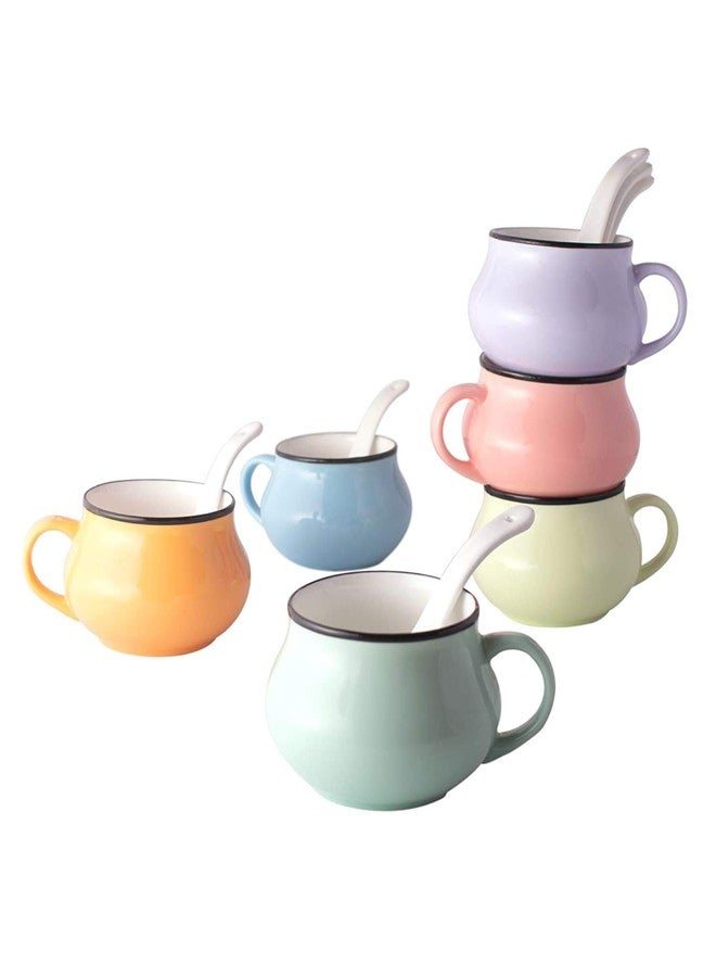 E - Ezra E-EZRA Set of 2 Soup Bowl with Spoon Set (2+2) Multicolor Soup Cup Bone China (Assorted Colour) - Image 3