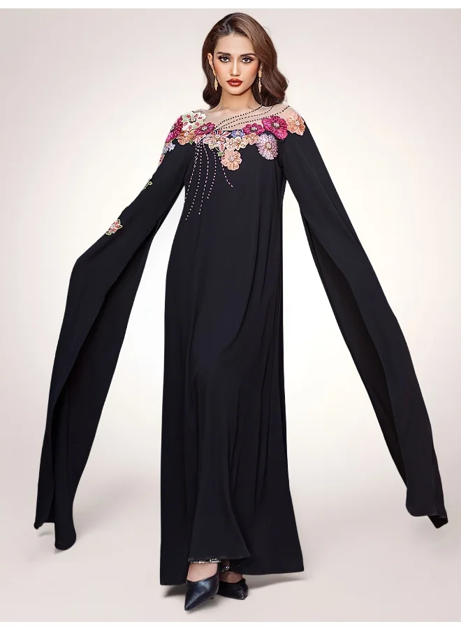 Madam Uniq Muslim Beaded Embroidered Long Dress for Women