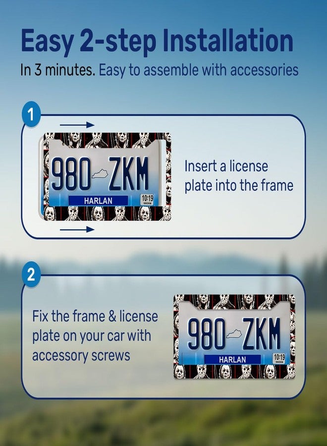 GENANY Eerie Character License Plate Frame for Car Truck Sedan SUV, Car Plate Frame, Durable Frame, Plastic License Frame, Cute License Plate Frame, Car Accessories for Women and Men, Car Gifts - Image 5