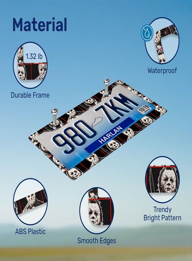 GENANY Eerie Character License Plate Frame for Car Truck Sedan SUV, Car Plate Frame, Durable Frame, Plastic License Frame, Cute License Plate Frame, Car Accessories for Women and Men, Car Gifts - Image 4