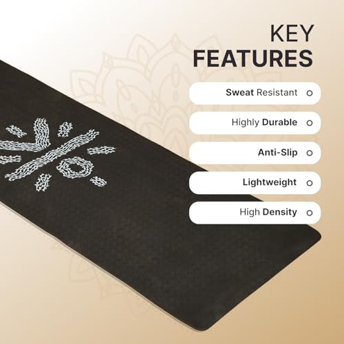 CULT TPE Yoga Mat 6mm with Carry Bag & Strap – Eco-Friendly, Non-Slip, Lightweight & Durable Exercise Mat for Yoga, Pilates, Meditation & Home Workouts – Black - Image 4