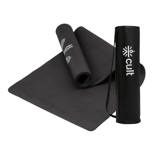 CULT TPE Yoga Mat 6mm with Carry Bag & Strap – Eco-Friendly, Non-Slip, Lightweight & Durable Exercise Mat for Yoga, Pilates, Meditation & Home Workouts – Black - Image 1