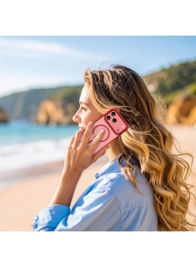 أكاليكس جراب مغناطيسي لهاتف iPhone 17 Pro Max، متوافق مع MagSafe، غطاء فاخر مطلي، جراب هاتف واقي مقاوم للصدمات من مادة TPU الناعمة الشفافة، (أحمر). - Image 5