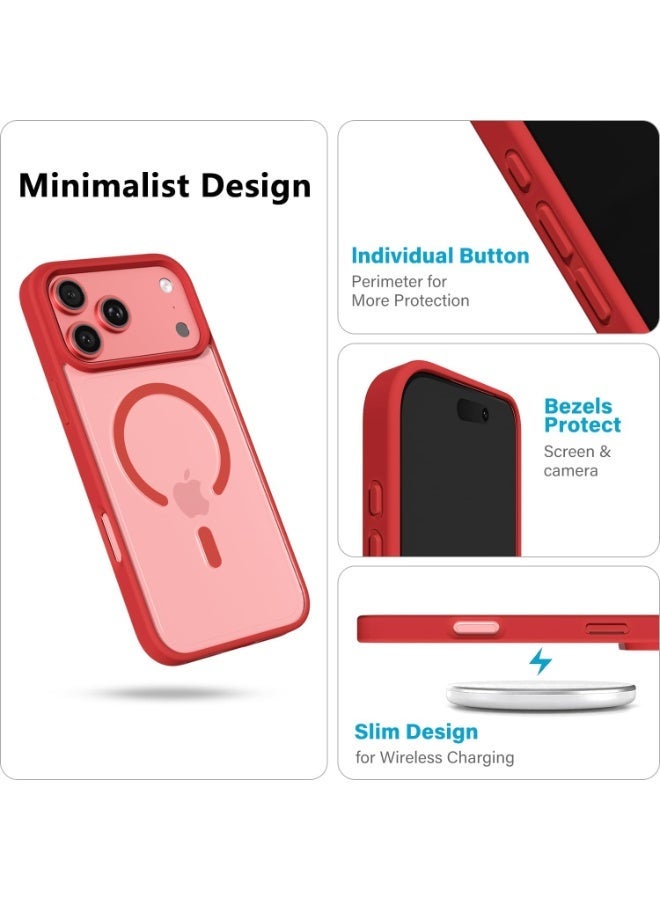 أكاليكس جراب مغناطيسي لهاتف iPhone 17 Pro Max، متوافق مع MagSafe، غطاء فاخر مطلي، جراب هاتف واقي مقاوم للصدمات من مادة TPU الناعمة الشفافة، (أحمر). - Image 3