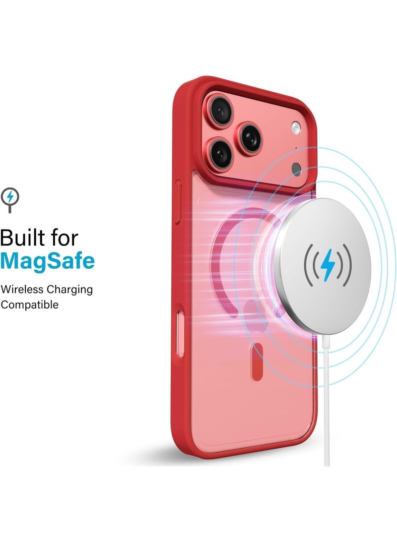 أكاليكس جراب مغناطيسي لهاتف iPhone 17 Pro Max، متوافق مع MagSafe، غطاء فاخر مطلي، جراب هاتف واقي مقاوم للصدمات من مادة TPU الناعمة الشفافة، (أحمر). - Image 4