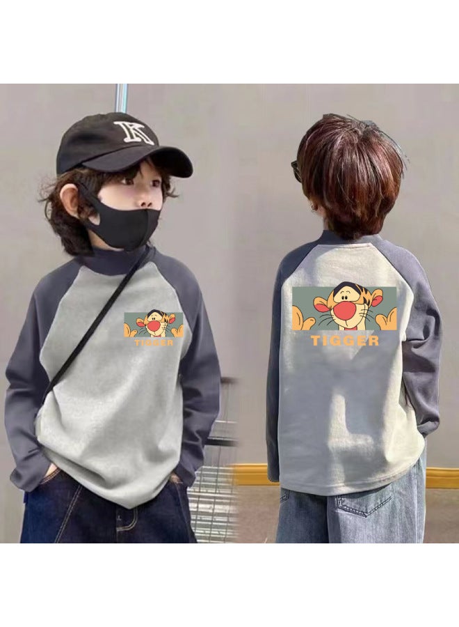 Boys' Thermal Base Layer Shirt, And Winter Children's Half-high Collar Long-sleeve T-shirt For Older Boys