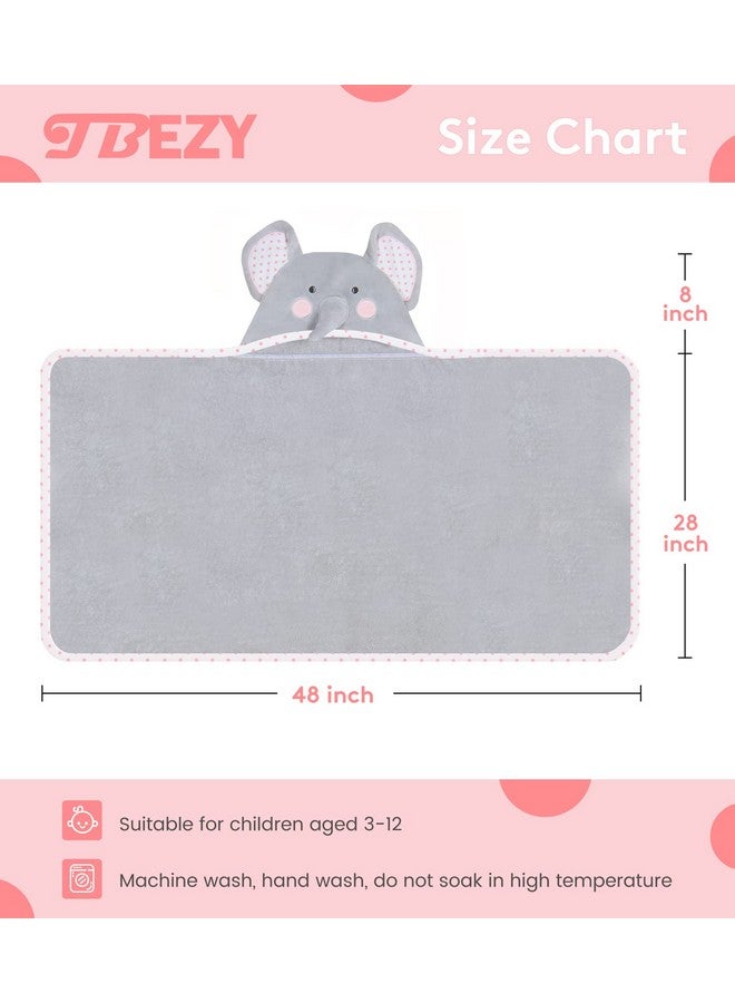 TBEZY منشفة ب hooded للأطفال 100% قطن ناعمة للغاية بتصميم حيوانات فريد كبيرة للأطفال من 3-10 سنوات (فيل) - Image 2
