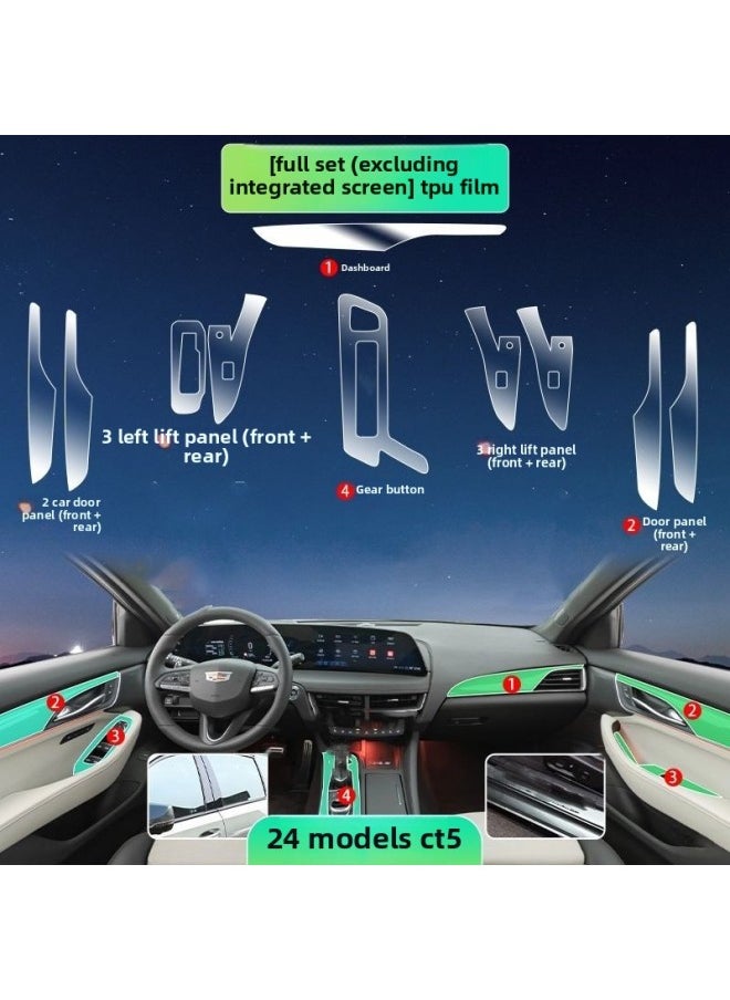 Generic - 24 Cadillac CT5 Special Interior Film Screen Protection Film Center Console Transparent Film Gear Change Decoration-Color:24 Types Of Cadillac Ct5_full Set Of Tpu Soft Film (without Integrated Screen Film) - Image 1