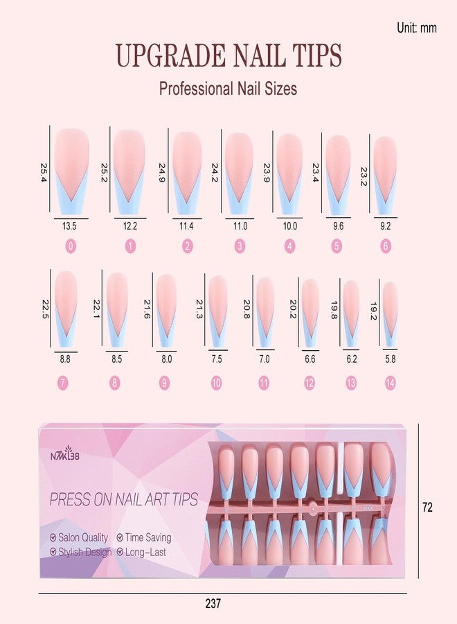 NMKL38 300Pcs V Shape Classical French Tip Nails, 15 Size Press on Nails, French Tip Gel Nails for DIY Nail Art - Image 2