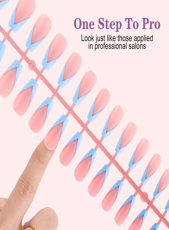 NMKL38 300Pcs V Shape Classical French Tip Nails, 15 Size Press on Nails, French Tip Gel Nails for DIY Nail Art - Image 5