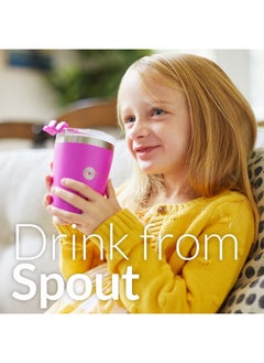 PopYum PopYum 9oz Insulated Stainless Steel Kids’ Cups with Lid and Straw, 2-Pack, Purple, Pink, stackable, sippy, baby, child, toddler, tumbler, double wall, vacuum, leak proof  - Image 3