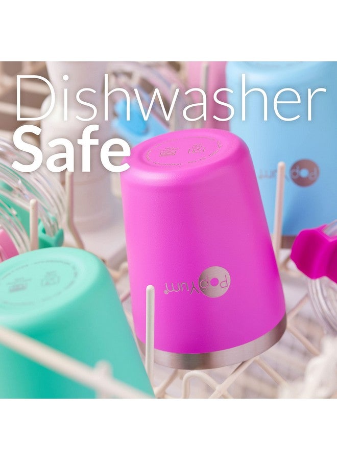 بوب يام كوب PopYum للأطفال معزول من الفولاذ المقاوم للصدأ، سعة 9 أونصة، مزود بغطاء وماصة، عبوة من قطعتين، أرجواني، وردي، قابل للتكديس، سهل الشرب، للأطفال الصغار، كوب، جدار مزدوج، مانع للتسرب - Image 5