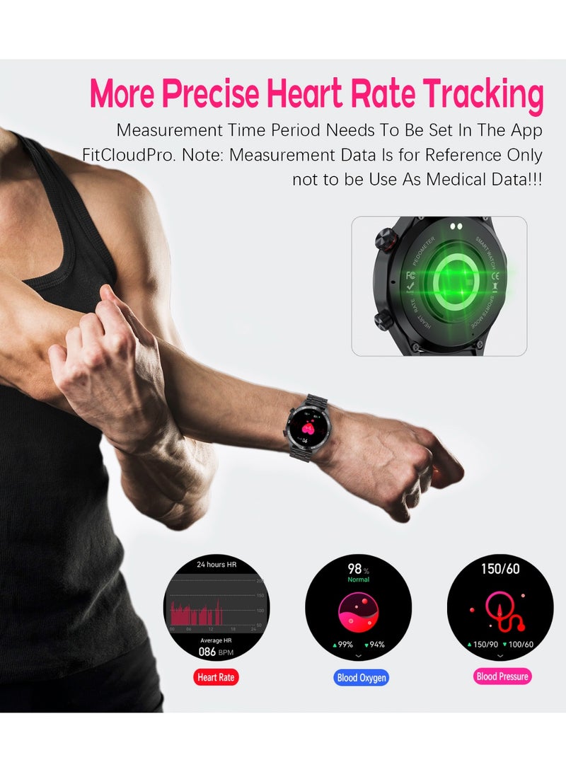 رولستيمي ساعة بلوتوث ذكية للرجال ، شاشة تعمل باللمس بالكامل 1.52" ، تتبع النوم ، آي بي 67 مقاوم للماء ، أوضاع رياضية متعددة ، دعم متعدد اللغات ، آي 118 فضي - Image 3