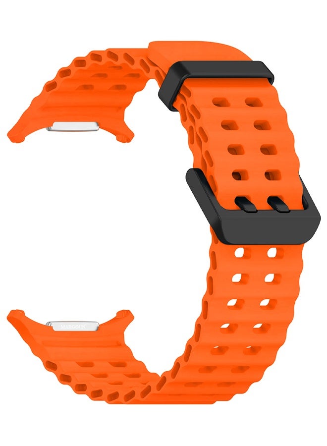 MARGOUN Strap Silicone Replacement for Samsung Galaxy Watch 8 Ultra Band 47mm, Rugged Soft Ocean Silicone Sport Accessory Fit for Samsung Galaxy Watch Ultra Band Dual Row Hole - Orange - Image 2