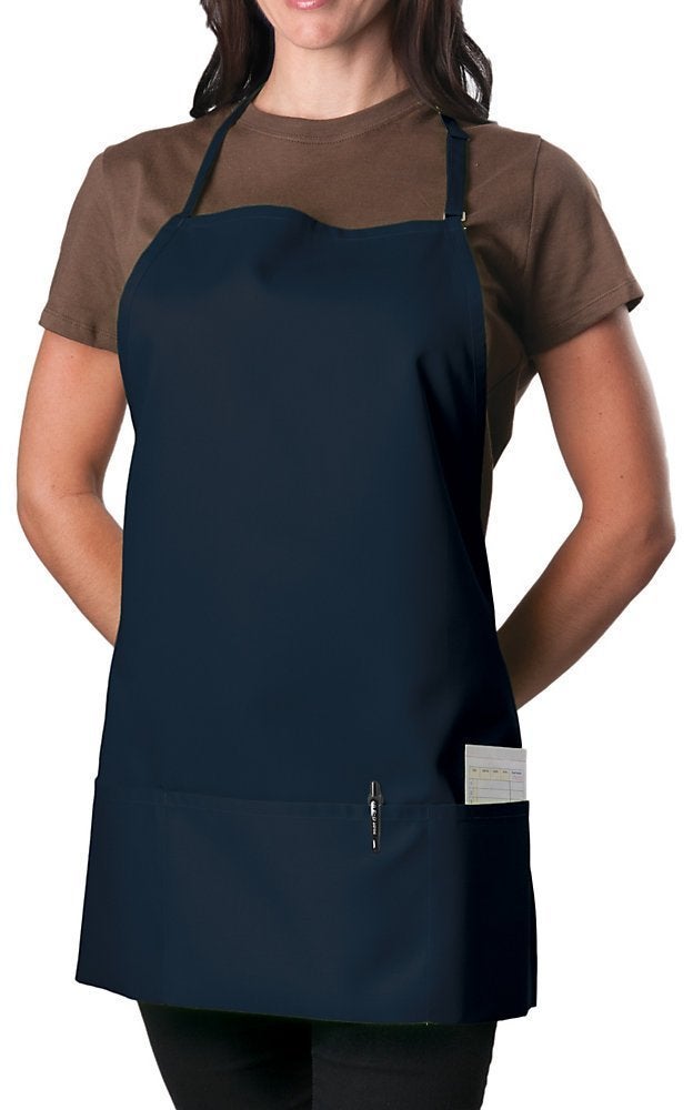 KNG Navy Blue 3 Pocket Adjustable Bib Apron for Men and Women  Pack of 6