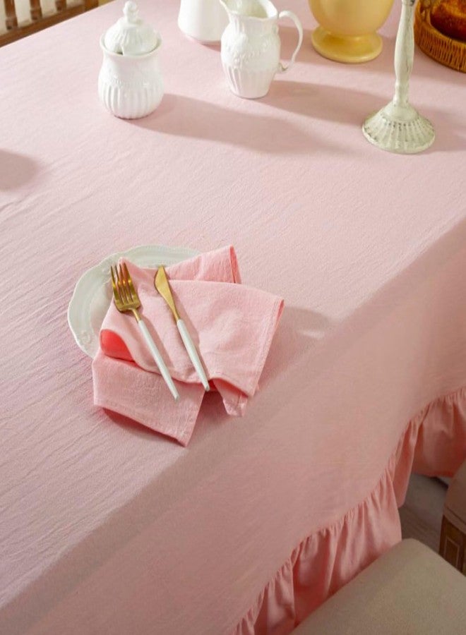 JadeRich Solid Color Ruffled Tablecloth Cotton Rectangular Square Table Cover Decoration for Kitchen Dinning - Image 4