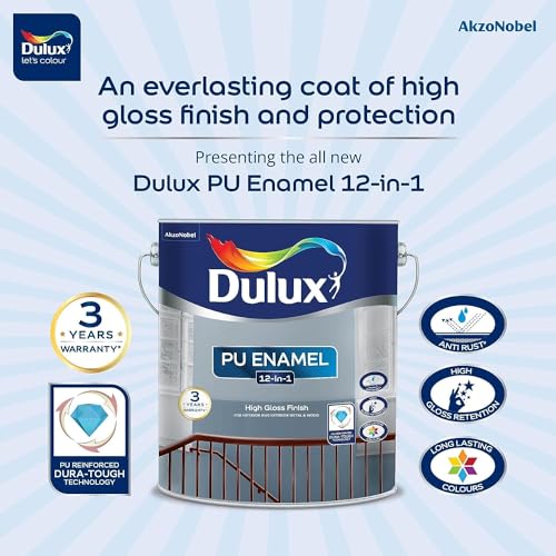 Dulux PU Enamel 1 Litre High Gloss Finish Paint for Interior Exterior Metal & Wood Surfaces with Fast Drying Anti-Rust & Complete Coverage (Phiroza) | 3 Years Warranty - Image 3
