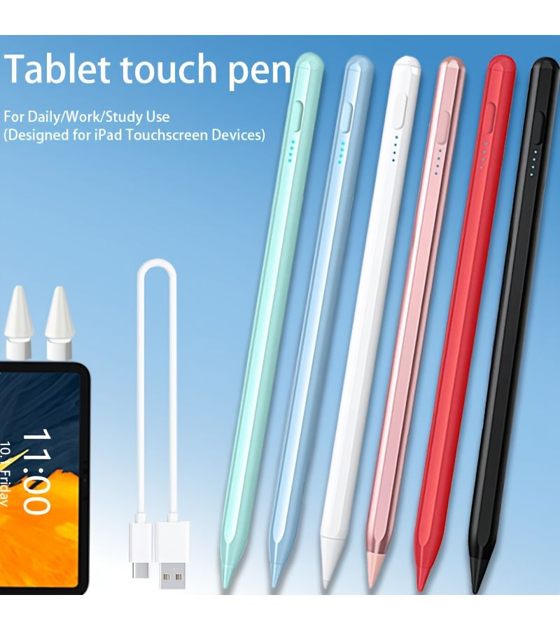 Set of 1 Black Smart Stylus Pen with 2 Replacement Pen Tips Compatible with Ipad 6 7 8 9 10 11 Mini Air Pro 11 12 9 2018 to 2024 Touchscreen Devices Palm Rejection High Sensitivity Smooth Writing Perfect for Leisure - Image 1